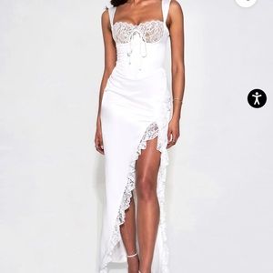 Freddie White Lace Satin Maxi Corset Dress